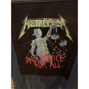 Metallica and Justice For All Bon Jovi Mens Sz XL Denim Distressed Vest